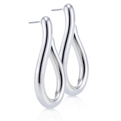 Designer silver oval twist earring
